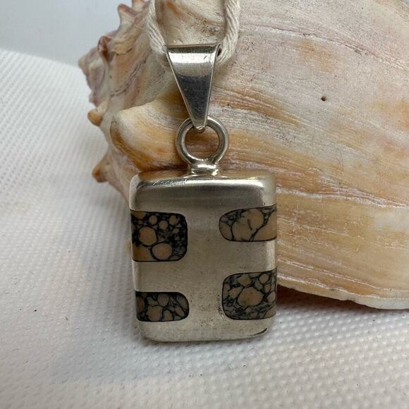 Vintage Sterling Silver 925 Mexican Pendant 1" Boho Western Art to Wear Hippie - Picture 7 of 9